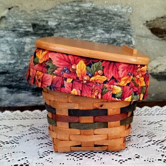 VTG Longaberger 2004 Shades of Autumn Recipe Basket Combo Fall Foliage Liner Lid - Picture 6 of 12
